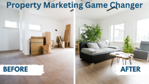 Living room before and after property marketing Florida