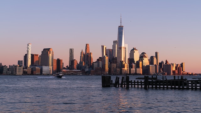 A view of Hoboken during sunset