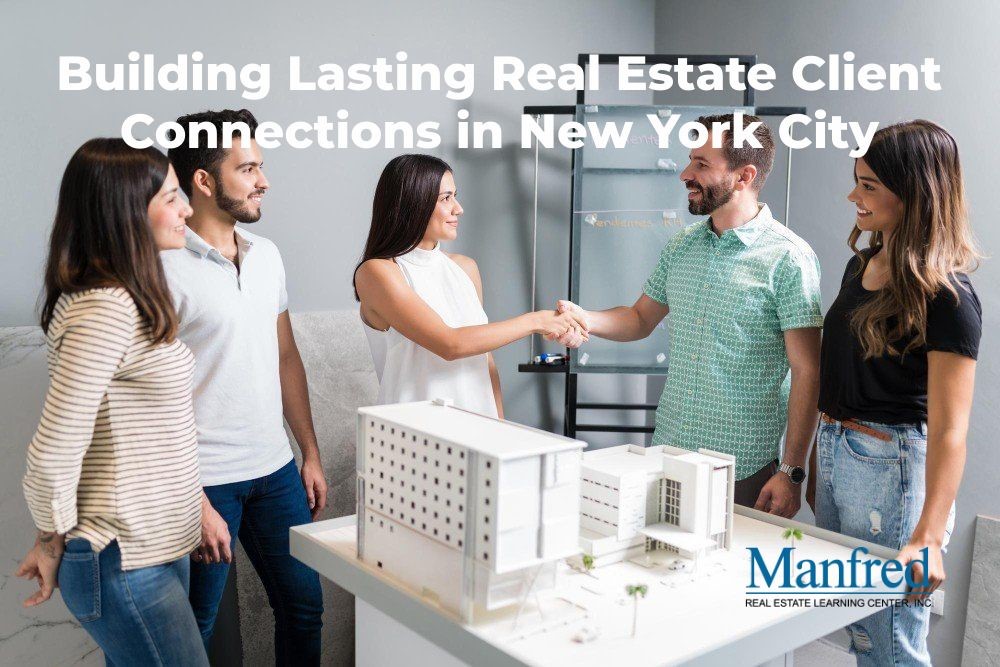 people next to a building model building lasting real estate client connections in New York City